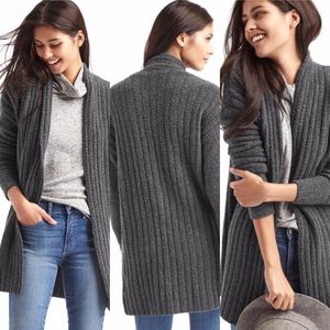 Gap Boucle Shawl Cardigan Charcoal Wool & Alpaca